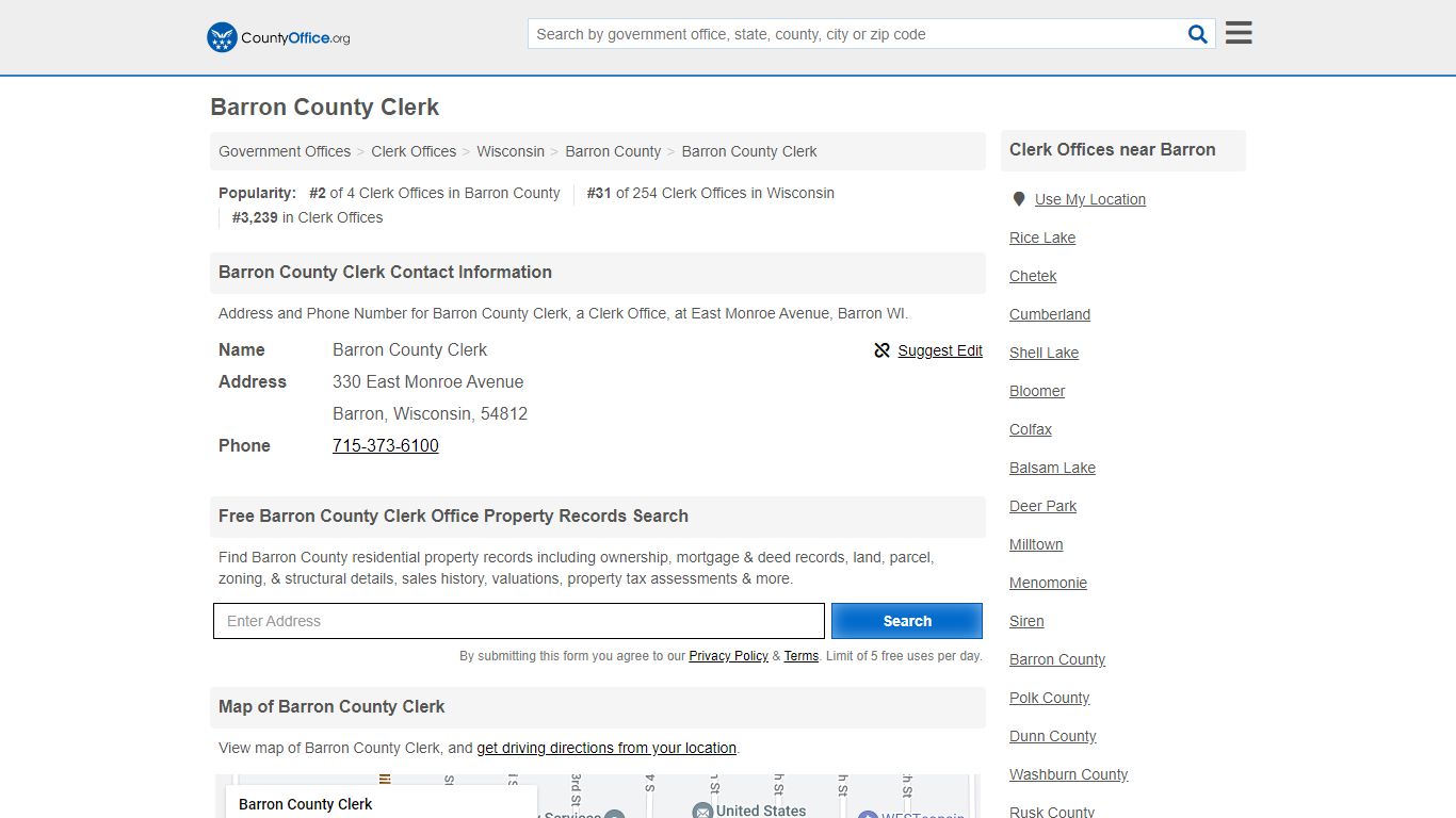 Barron County Clerk - Barron, WI (Address and Phone)